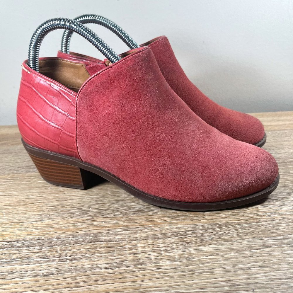 Vionic Marissa Ankle Booties Womens Shoes Pink Suede Zip Up‎ Casual Size 6.5